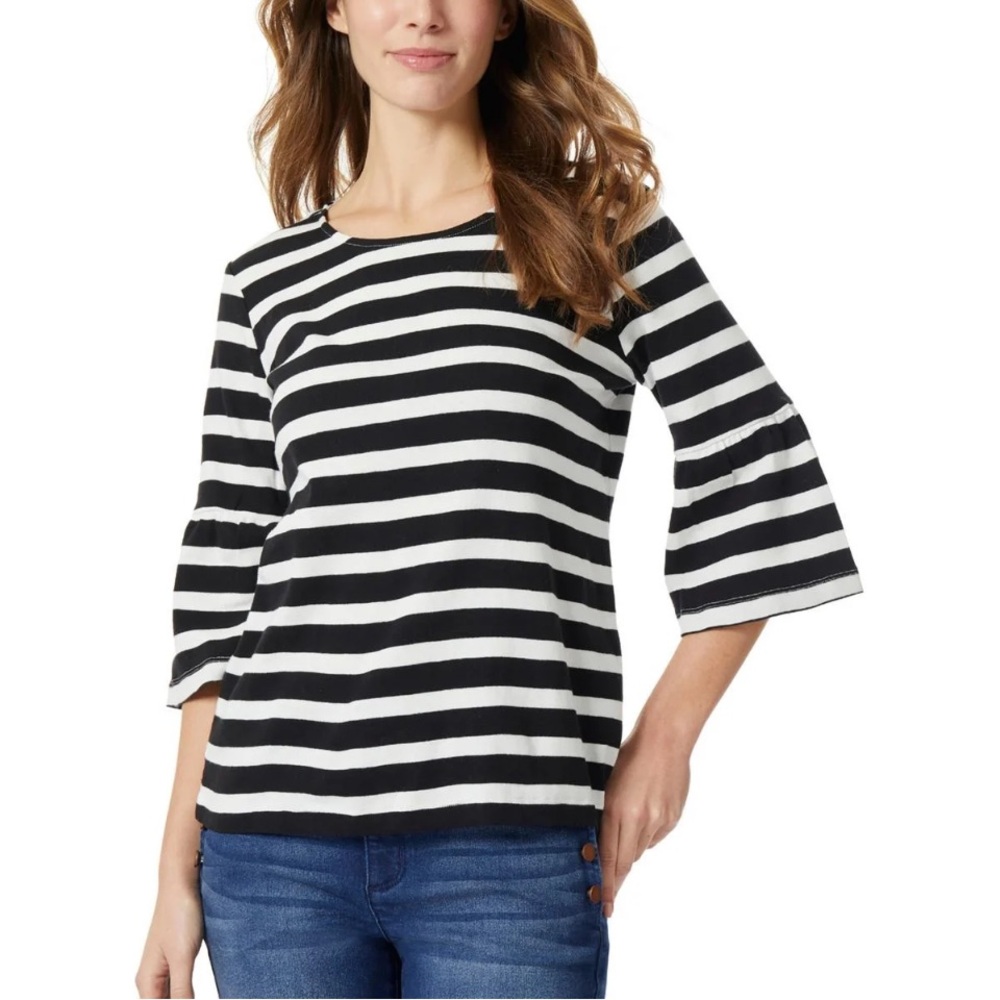Talbots Classic Navy and White long sleeve with flare size L